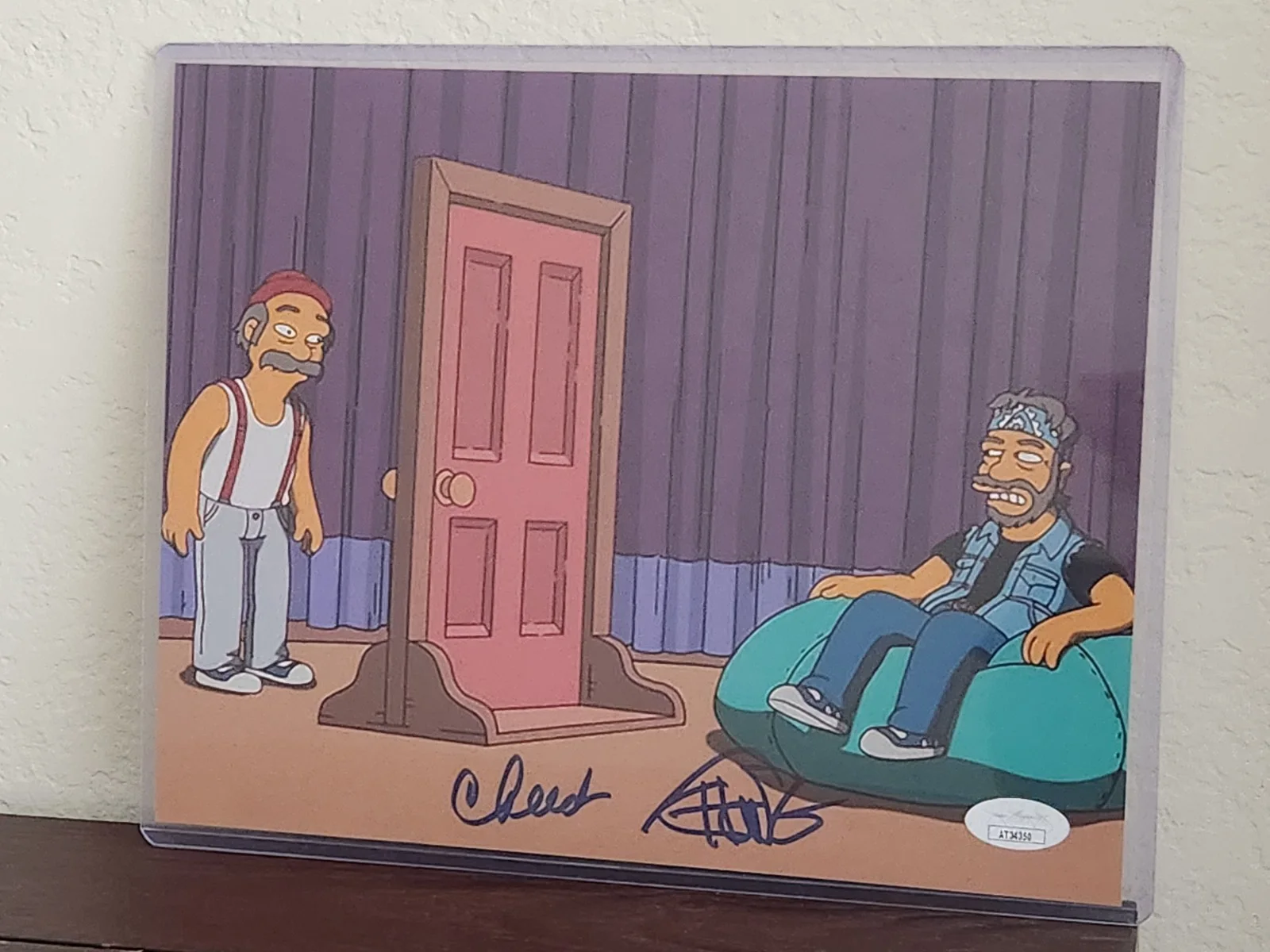 Cheech Marin, Tommy Chong — Signed 8x10 CHEECH MARIN & TOMMY CHONG x Simpsons Autograph JSA COA