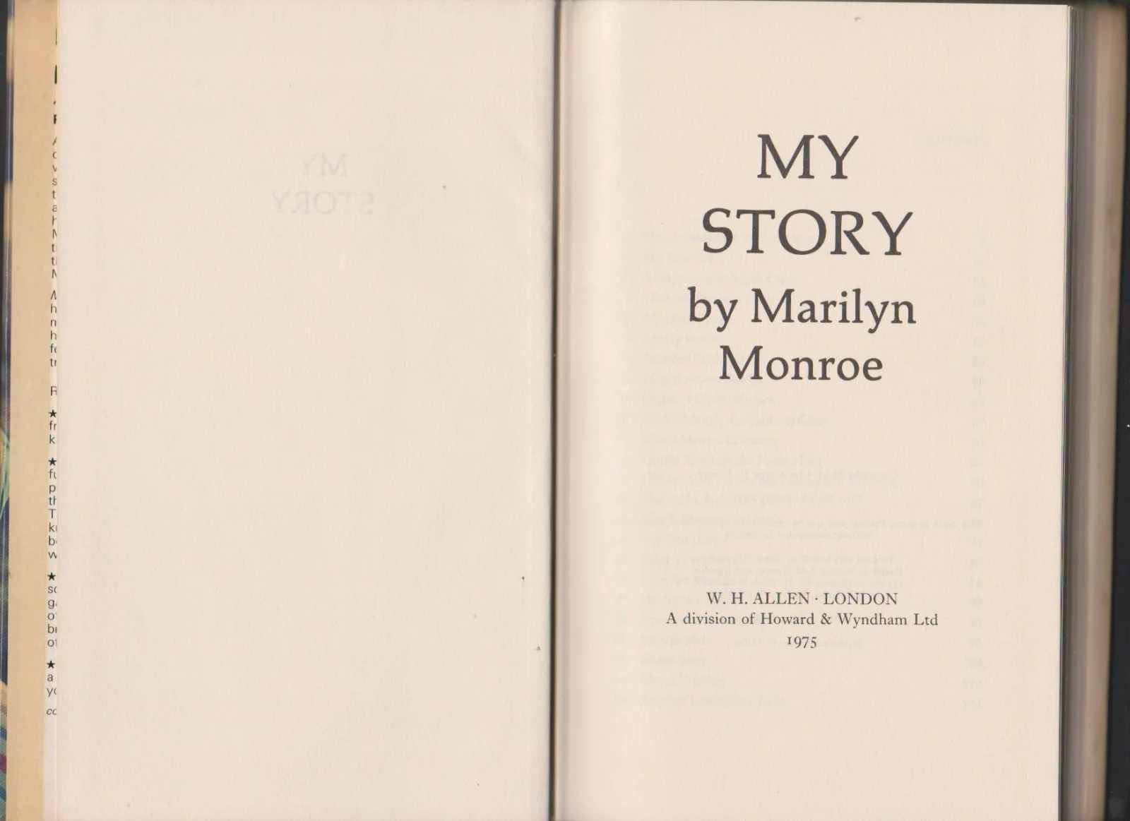 Vintage MARILYN MONROE 'My Story' Hard Cover Book 1975, image 4