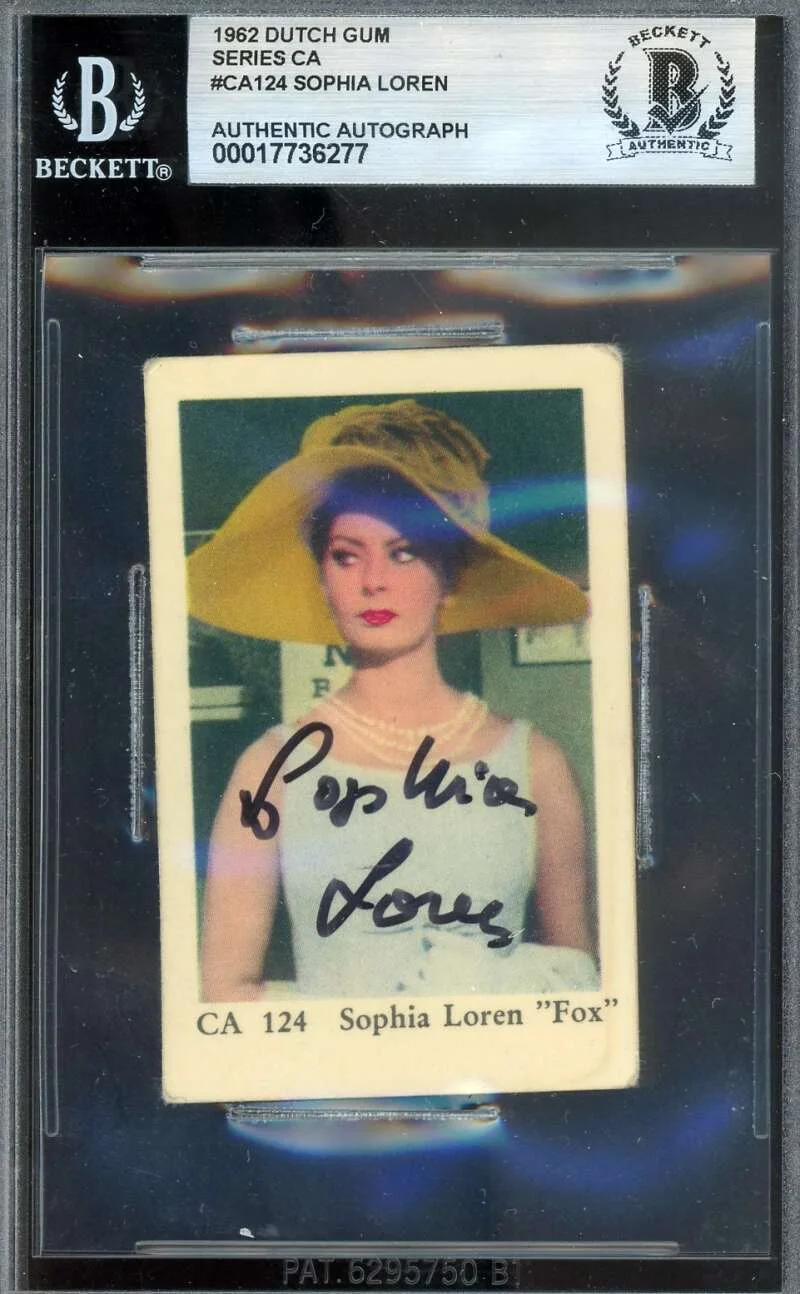 Sophia Loren — Sophia Loren Beckett BAS Signed 1962 Dutch Gum Series CA Autograph