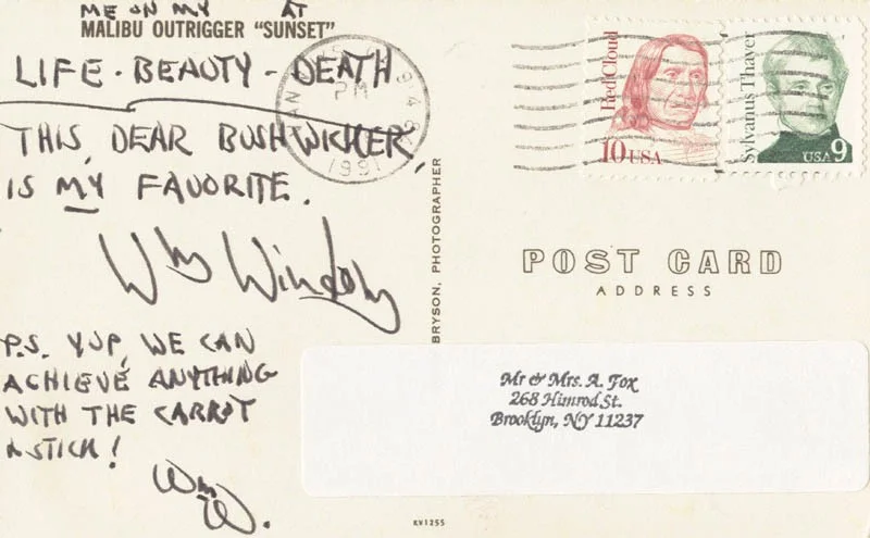 William Windom — WILLIAM WINDOM - AUTOGRAPH NOTE DOUBLE SIGNED 1991