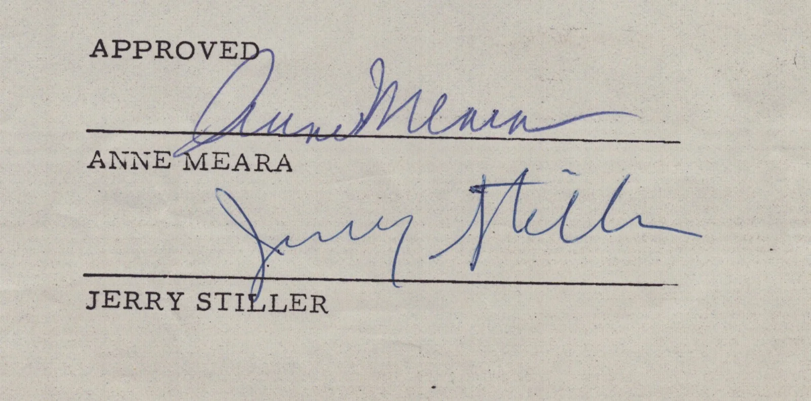 Anne Meara, Jerry Stiller — ANNE MEARA - CONTRACT SIGNED 10/09/1970 CO-SIGNED BY: JERRY STILLER, изображение 2