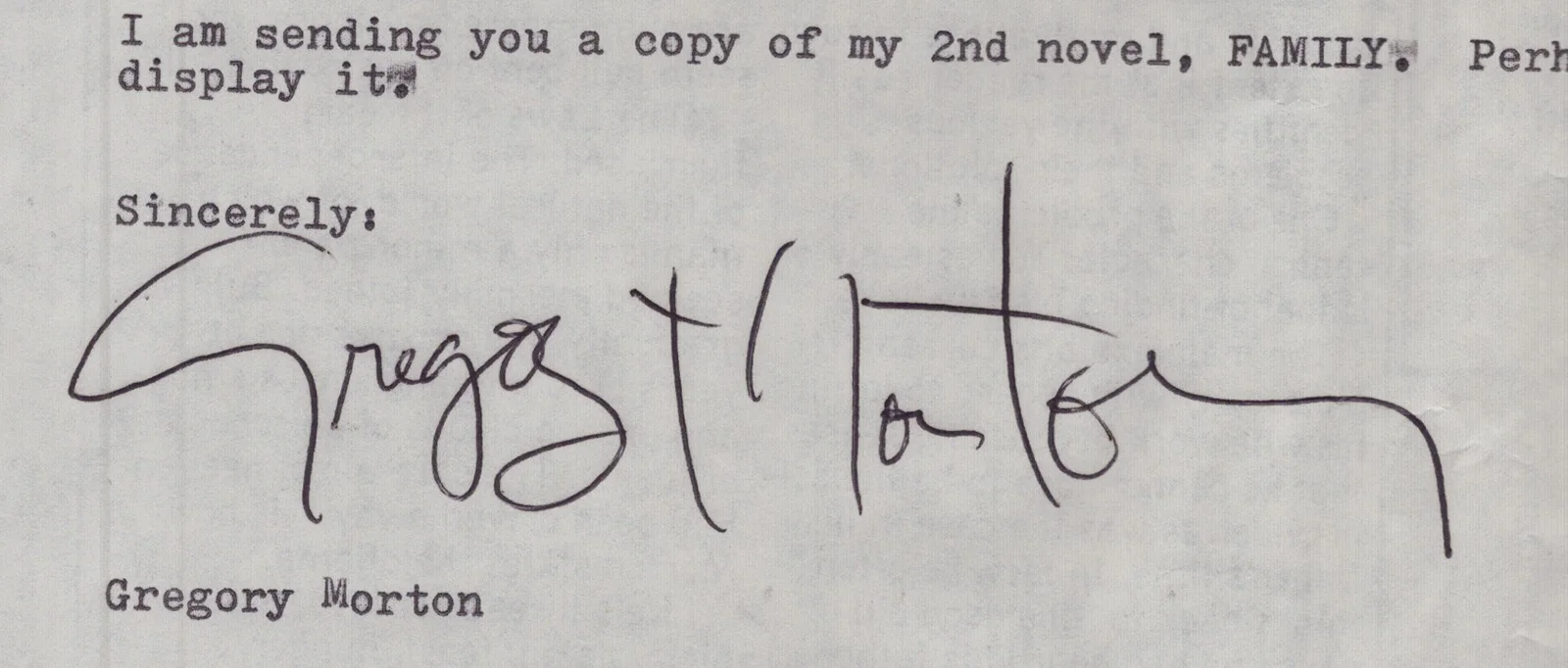 Gregory Morton — GREGORY MORTON - TYPED LETTER SIGNED 08/23/1984, image 2