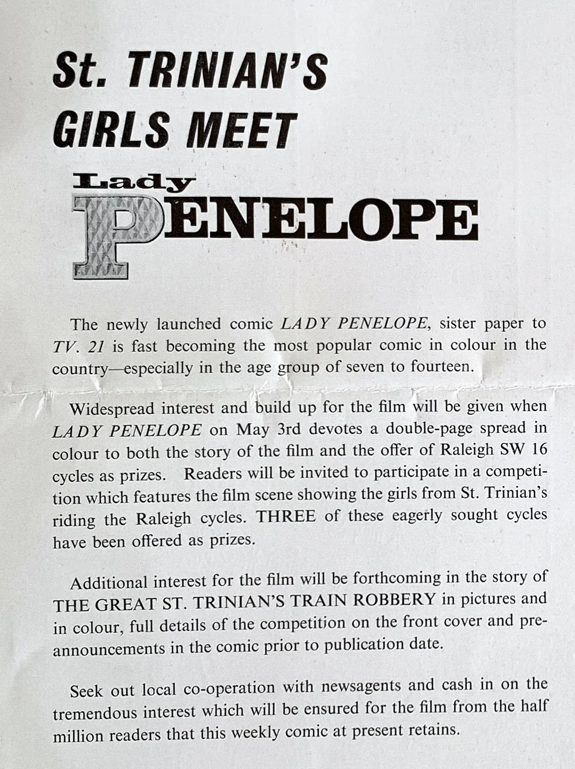 LADY PENELOPE TV21 Gerry Anderson Rarity St Trinians Promo Campaign Book 1966, изображение 3