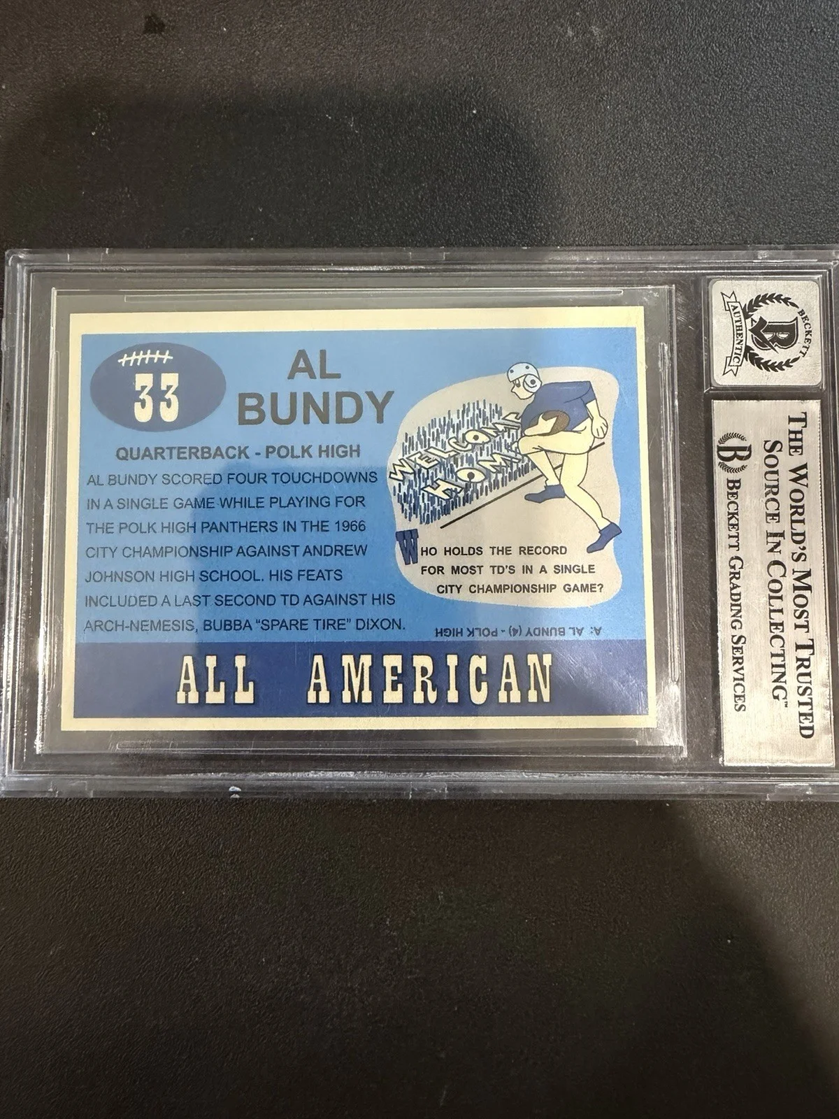 Ed O'Neill signed Al Bundy #33 Polk High trading card ~ Beckett BAS 10 Auto, изображение 2