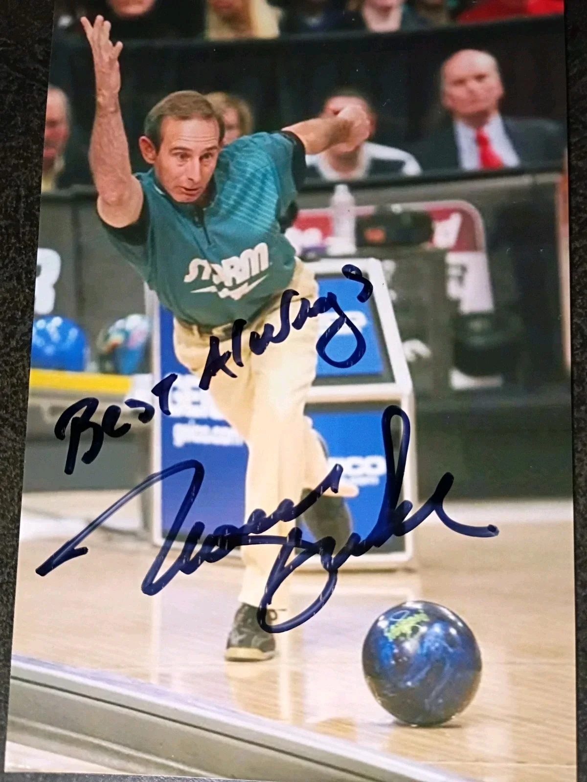 KARL HELD — NORM DUKE Hand Signed Autograph 3X5 CARD & 4X6 Photo - PBA BOWLING LEGEND, image 2