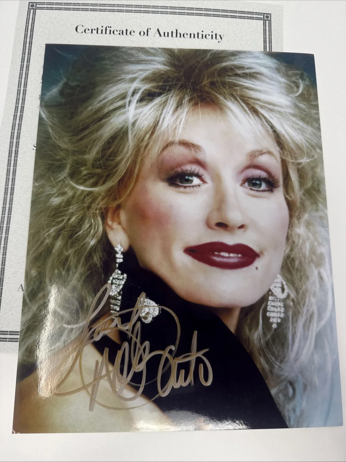 DOLLY PARTON Autographed 8.5 x 11 Hand Signed Photo COA Gold Pen headshot early, изображение 2