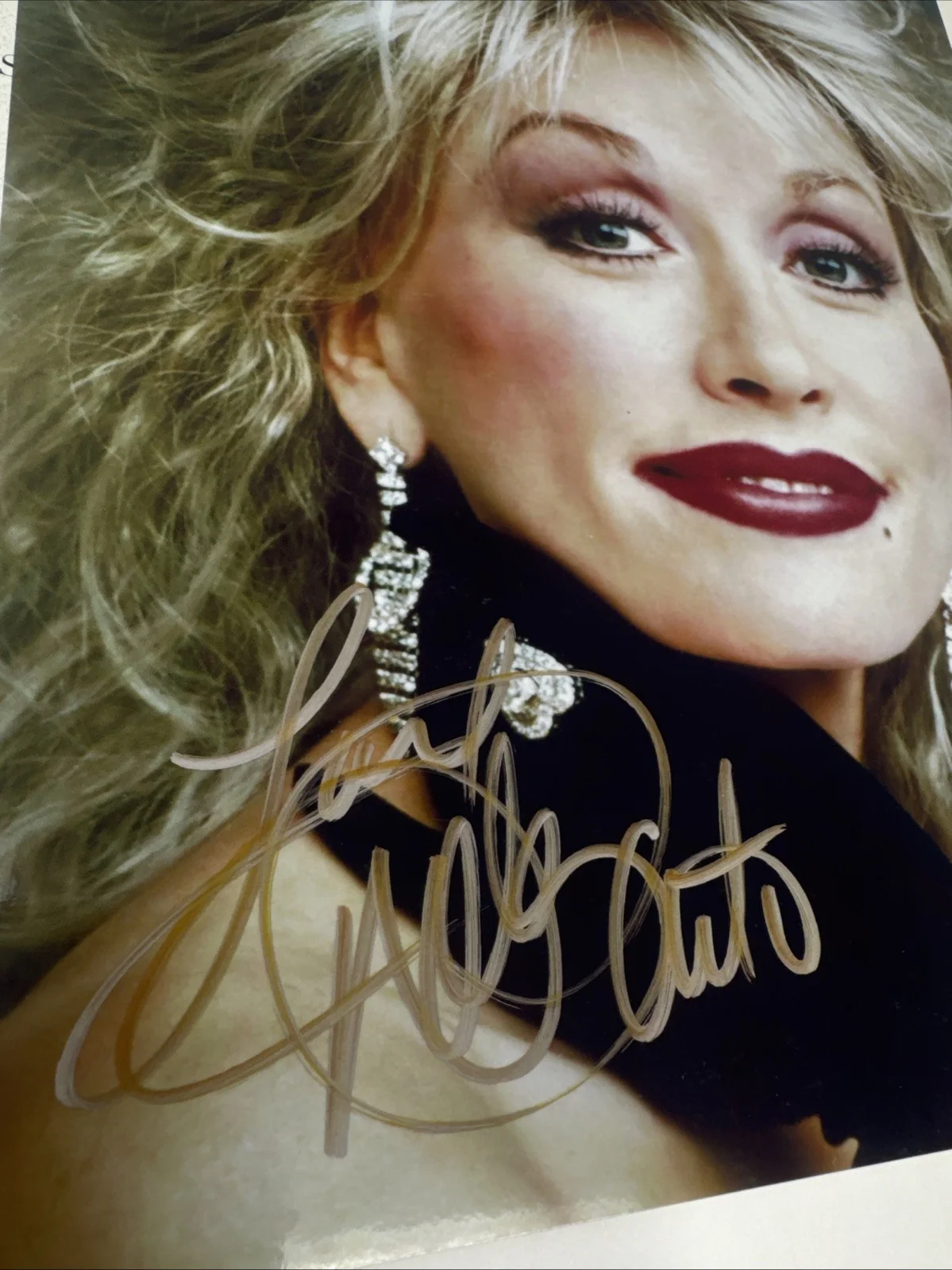 DOLLY PARTON Autographed 8.5 x 11 Hand Signed Photo COA Gold Pen headshot early, изображение 3