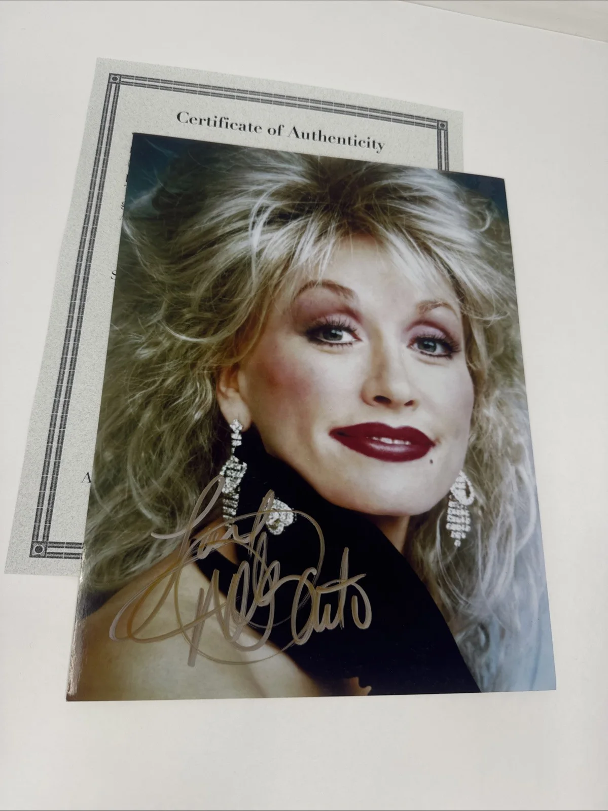 DOLLY PARTON Autographed 8.5 x 11 Hand Signed Photo COA Gold Pen headshot early, изображение 5