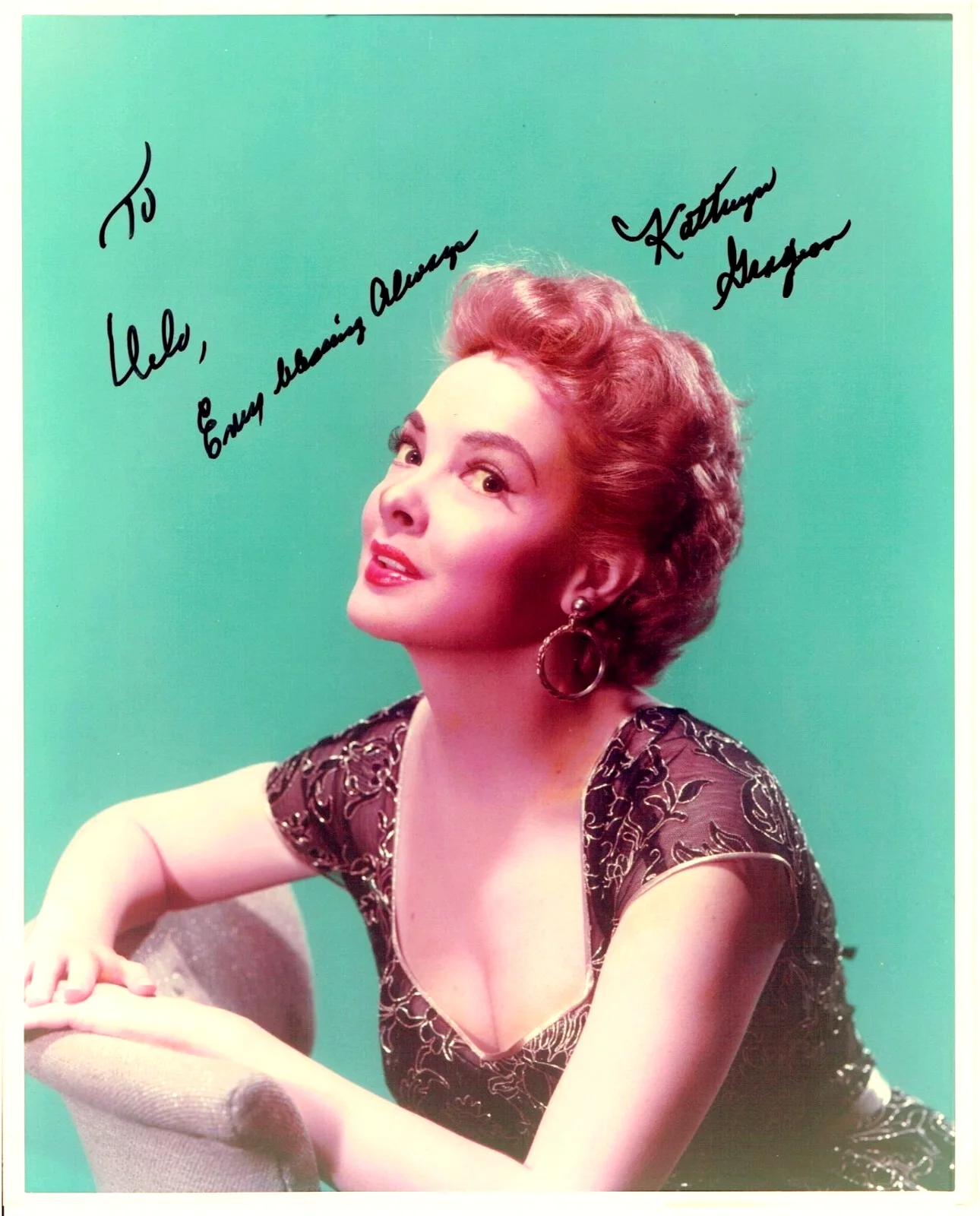 Kathryn Grayson — KATHRYN GRAYSON HAND SIGNED 8X10 COLOR PHOTO AUTOGRAPH - SINGER ACTRESS