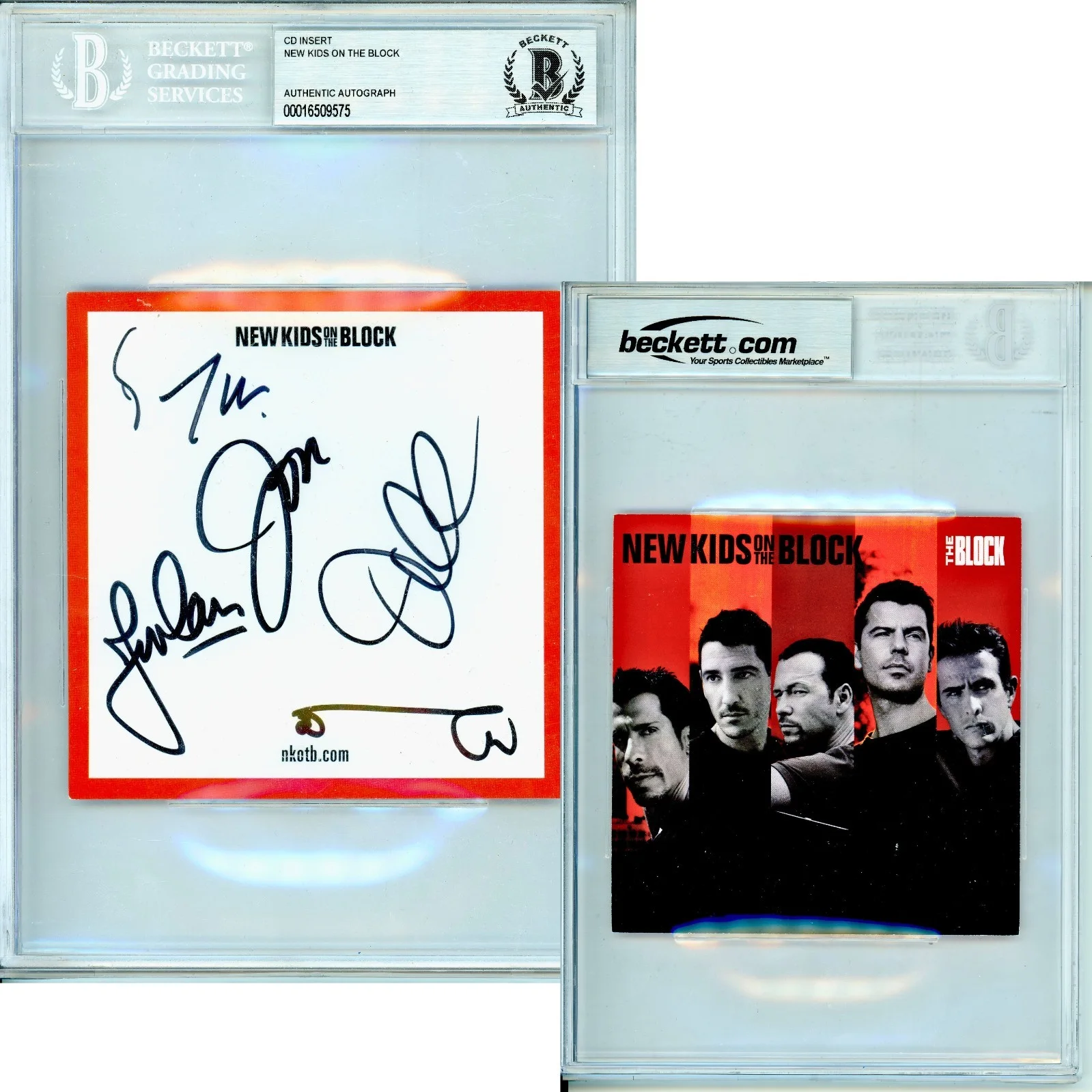 Donnie Wahlberg, Jonathan Knight, Jordan Knight — New Kids On The Block Signed CD Insert NKOTB Beckett BAS Slabbed COA Music All 5