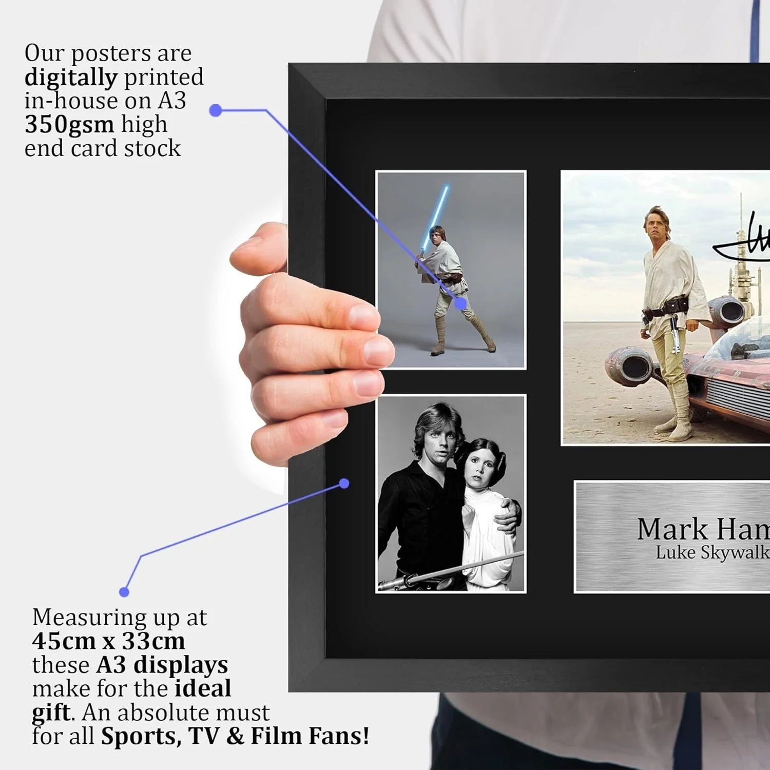 Mark Hamill — Luke Skywalker Mark Hamill 16x12 A3 Signed Print Display^, image 5