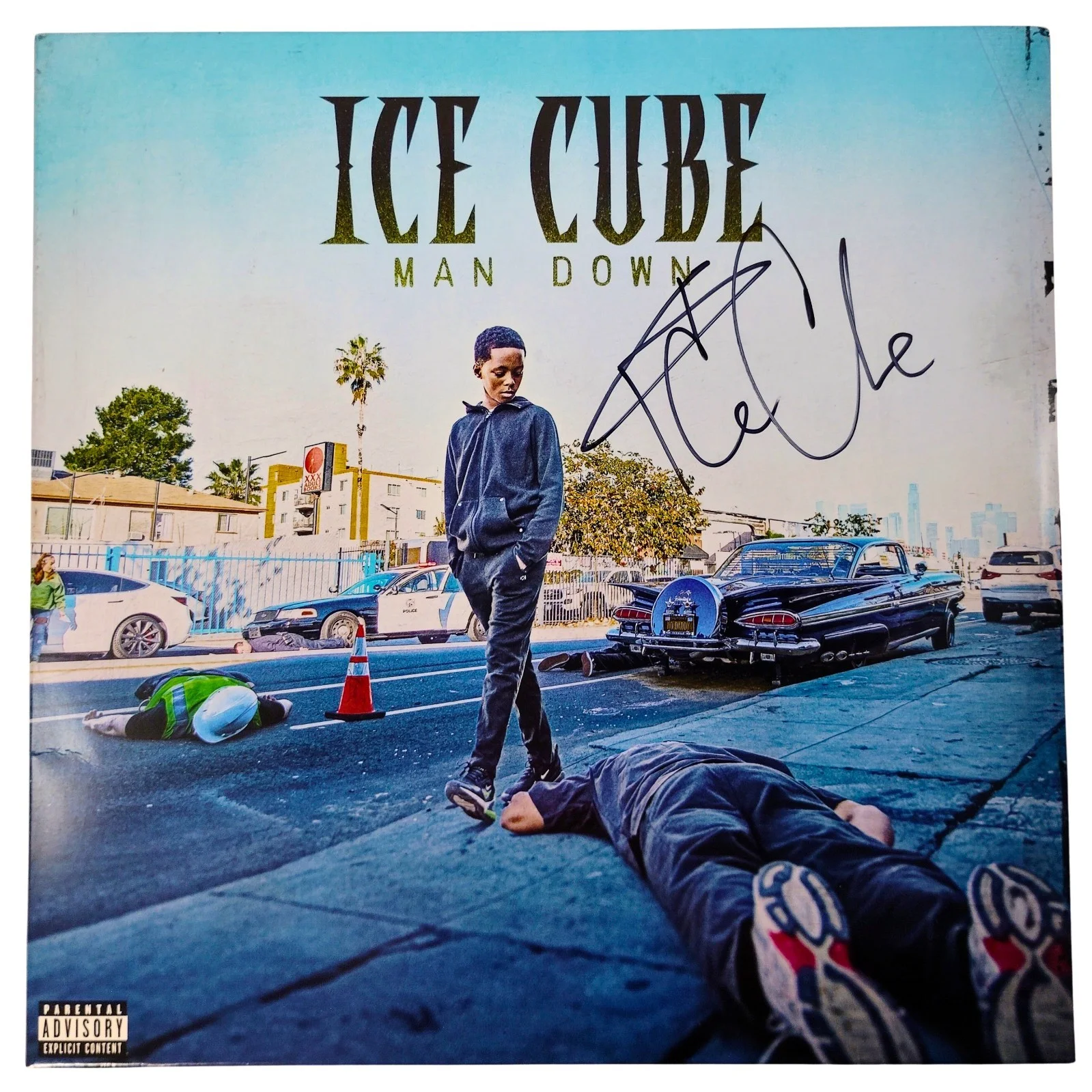 Ice Cube — Ice Cube Signed Man Down Vinyl Record Album Cover Beckett BAS COA Rap Hip Hop