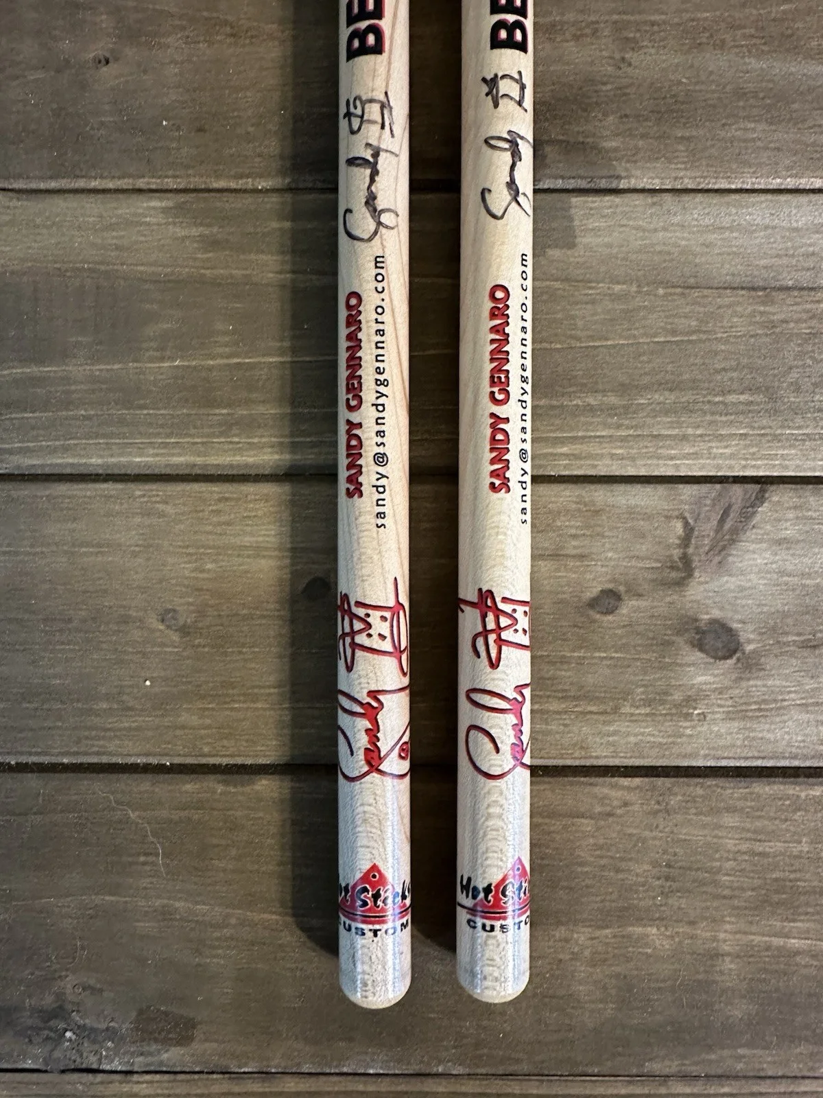 Sandy Gennaro Signed Autographed “Beat The Odds” Hot Sticks Custom Drumsticks, image 2