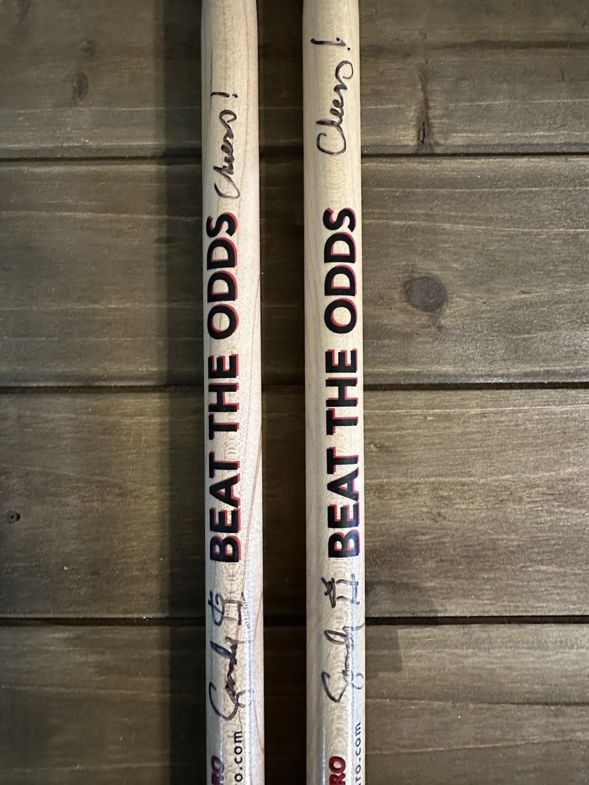 Sandy Gennaro Signed Autographed “Beat The Odds” Hot Sticks Custom Drumsticks, image 4