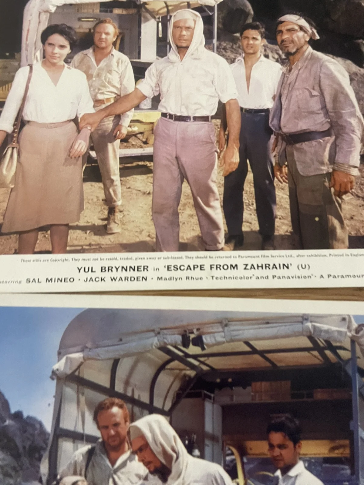 ESCAPE FROM ZAHRAIN YUL BRYNNER 1962 SET OF 6 UK LOBBY CARD 10 x 8 PARAMOUNT, изображение 3