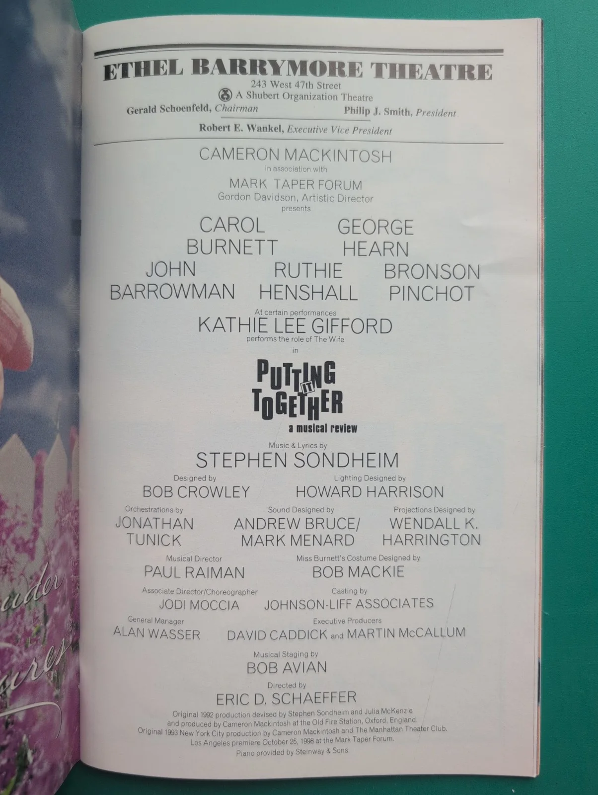 George Hearn, John Barrowman — 2000 PUTTING IT TOGETHER Broadway Playbill Autographed GEORGE HEARN & BARROWMAN, image 4