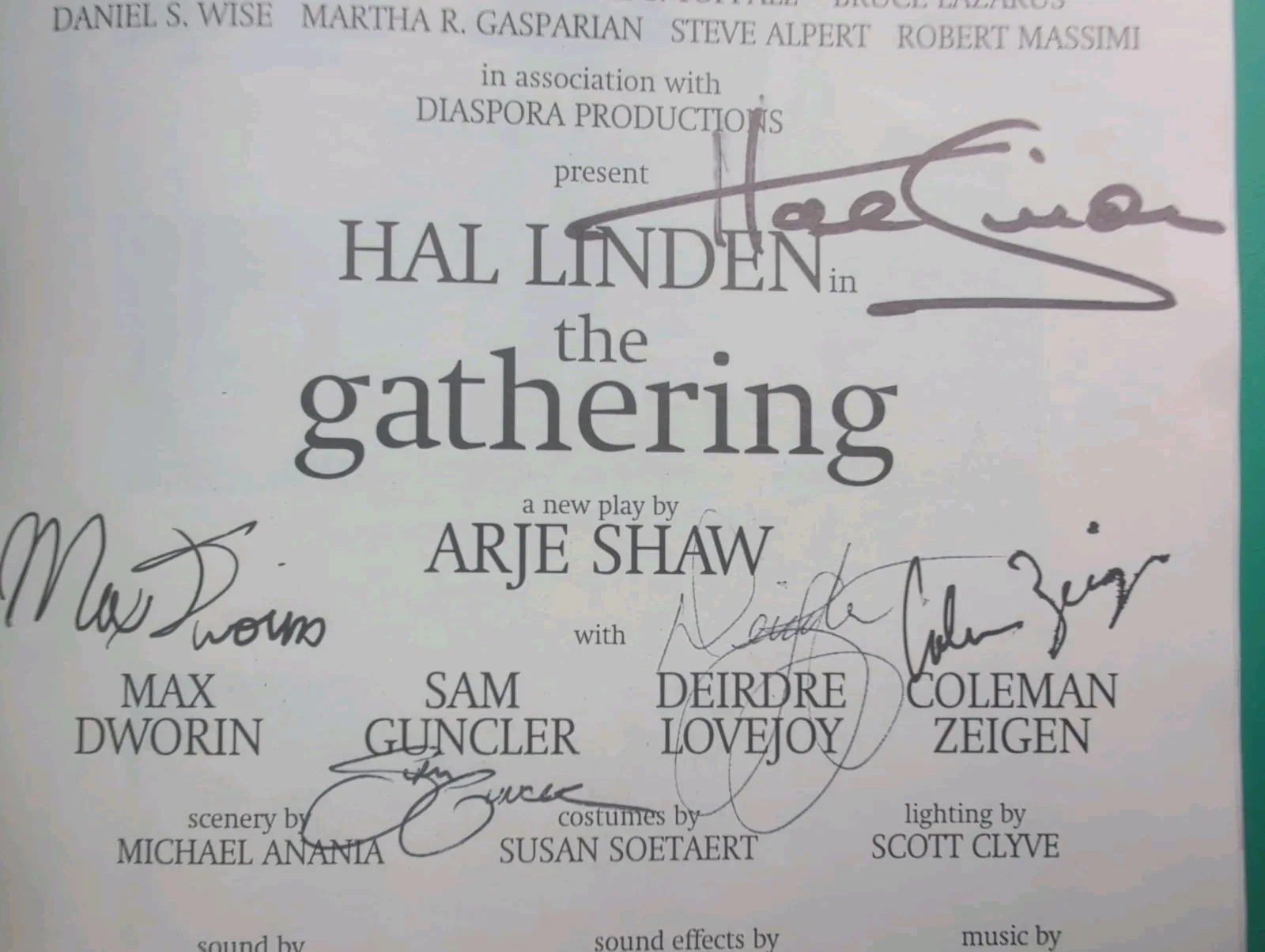 Hal Linden — 2001 THE GATHERING Opening Night Broadway Playbill Autographed Cast HAL LINDEN+, изображение 3