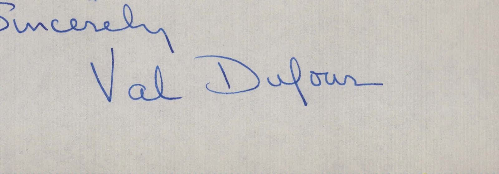 Val Dufour — VAL DUFOUR - AUTOGRAPH LETTER SIGNED 06/27/1984, image 2