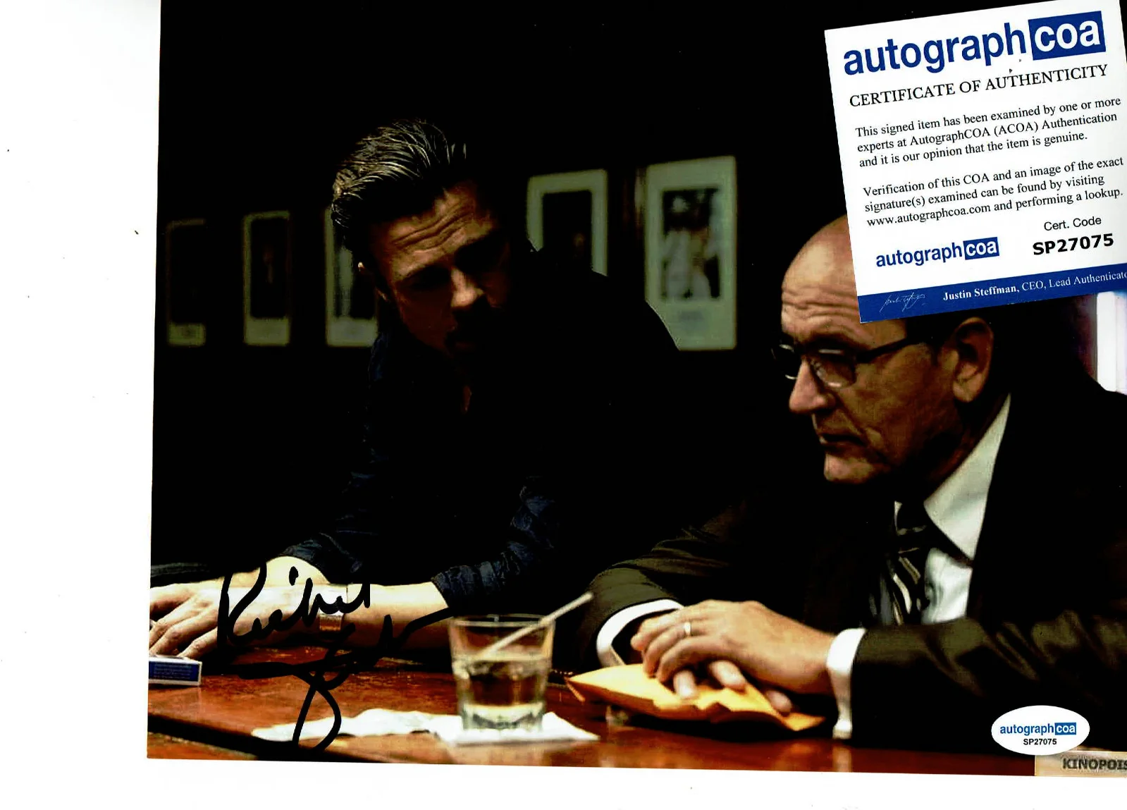 Richard Jenkins — Richard Jenkins autographed 8x10 color Photo with Brad Pitt Autograph COA