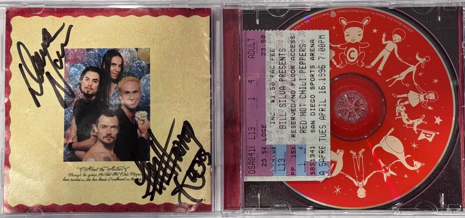 RHCP Signed One Hot Minute CD Shirt Tickets VIP Meet & Greet Collection 1996, image 2