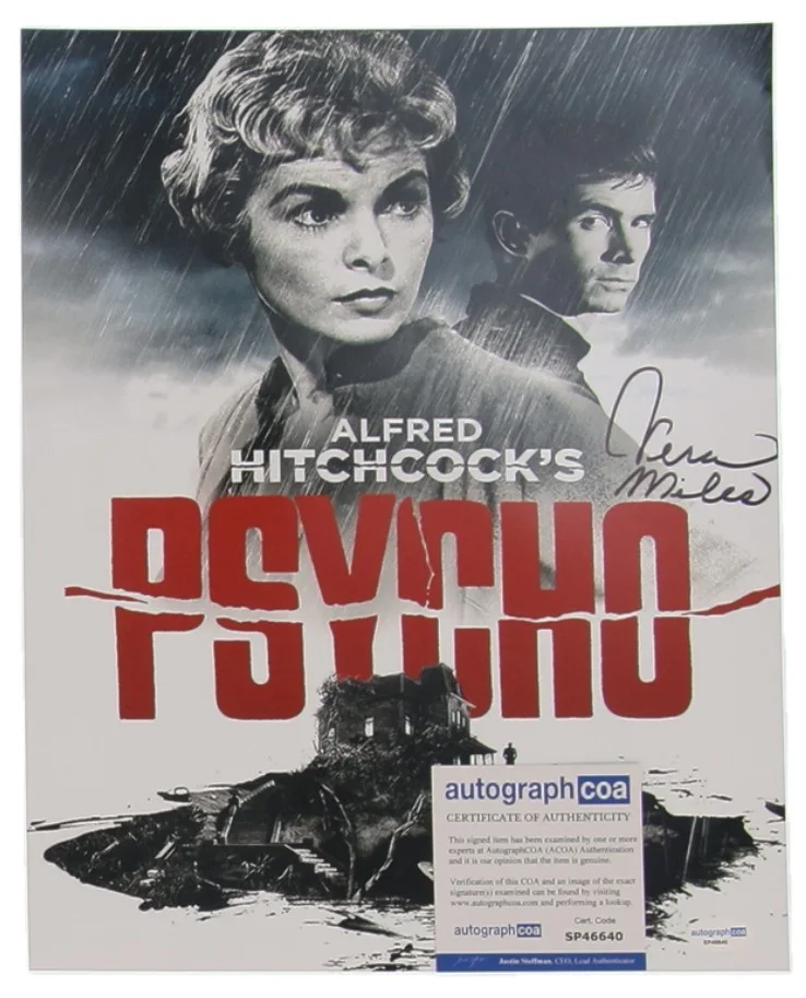 VERA MILES Signed 11x14 Psycho Poster (ACOA Certified) - Alfred Hitchcock Film, изображение 2