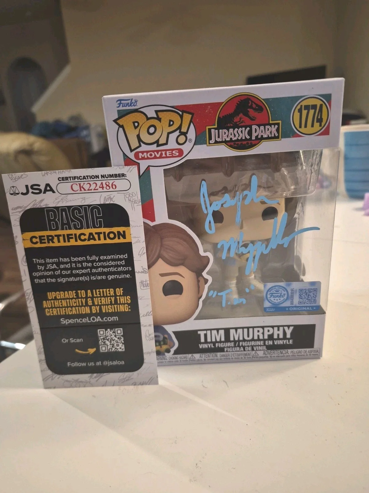 Joseph Mazzello — Joseph Mazzello Jurassic Park Movie signed Tim Murphy Funko Pop JSA CK22486