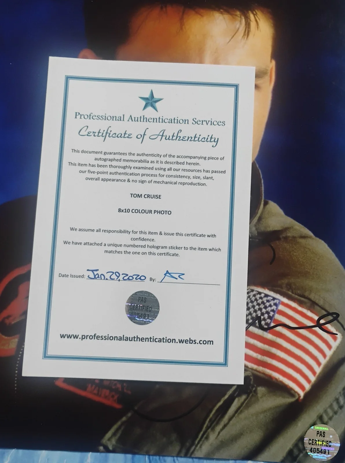 Tom Cruise Hand Signed 8x10 Photo COA Top Gun NO US TARIFFS, изображение 4