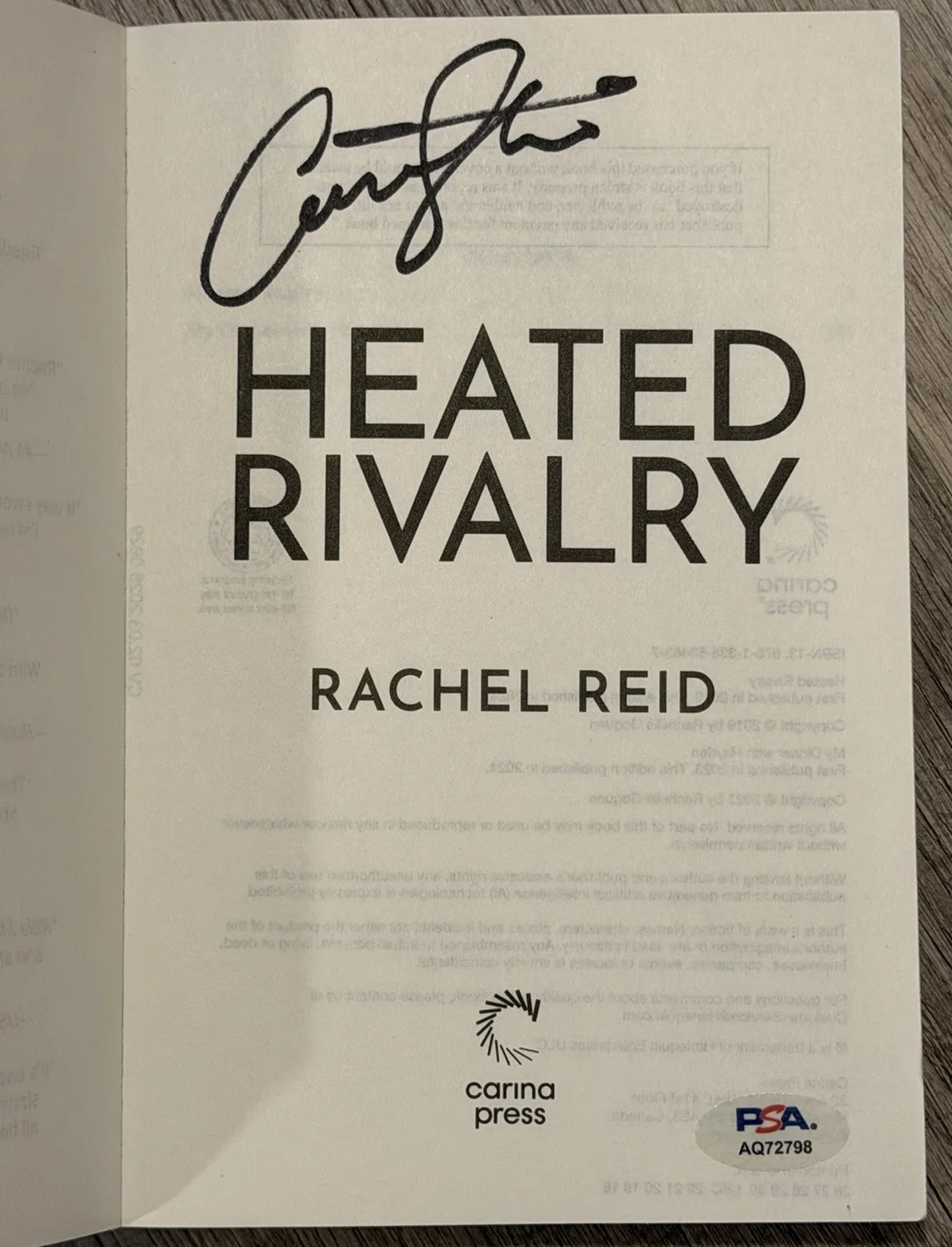 Connor Storrie Signed Autograph Heated Rivalry Book PSA COA, image 2