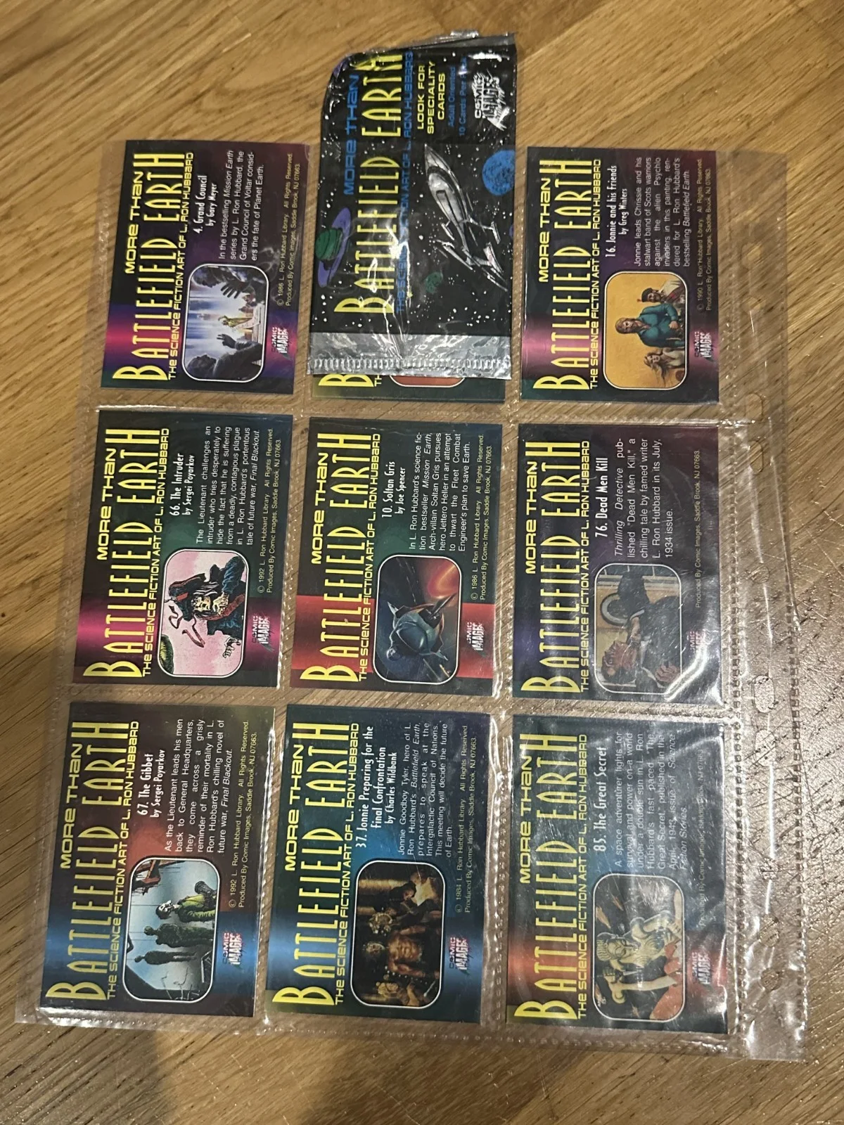 MORE THAN BATTLEFIELD EARTH II TRADING CARD SET X9 & WRAPPER L RON HUBBARD ART, image 2