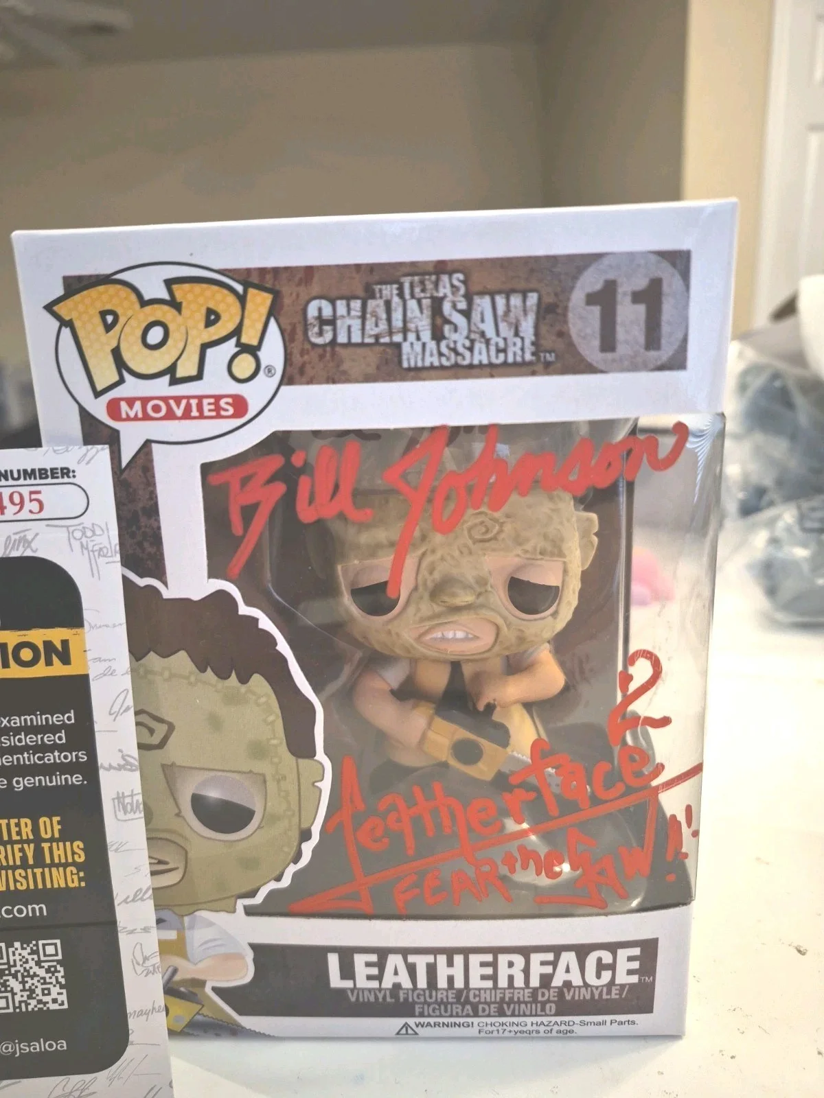 Bill Johnson — Bill Johnson Texas ChainSaw Massacre signed Leatherface Funko Pop JSA Ck22495, image 2