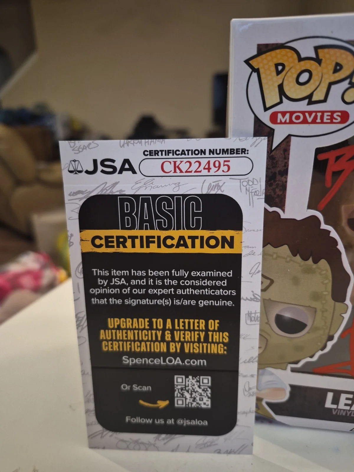 Bill Johnson — Bill Johnson Texas ChainSaw Massacre signed Leatherface Funko Pop JSA Ck22495, image 3