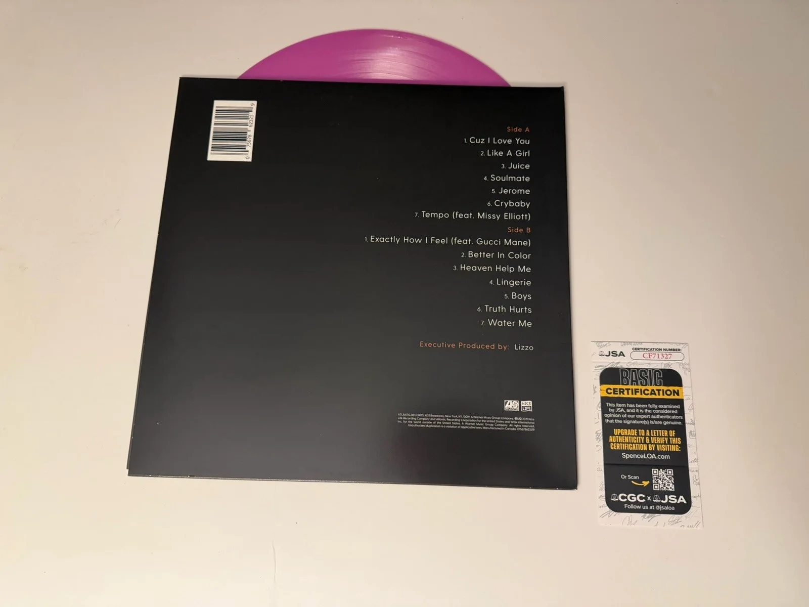 Lizzo signed Cuz I Love You Vinyl Album JSA COA TRUTH HURTS, изображение 2