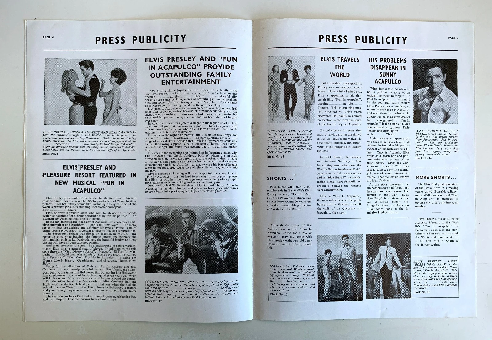 FUN IN ACAPULCO (1963) original UK Campaign Press Book - Elvis Presley - RARE, image 3