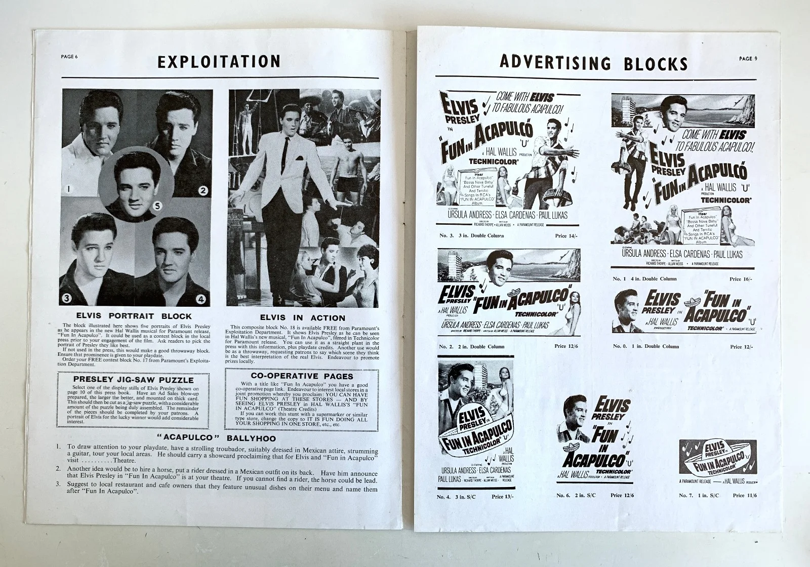 FUN IN ACAPULCO (1963) original UK Campaign Press Book - Elvis Presley - RARE, image 4