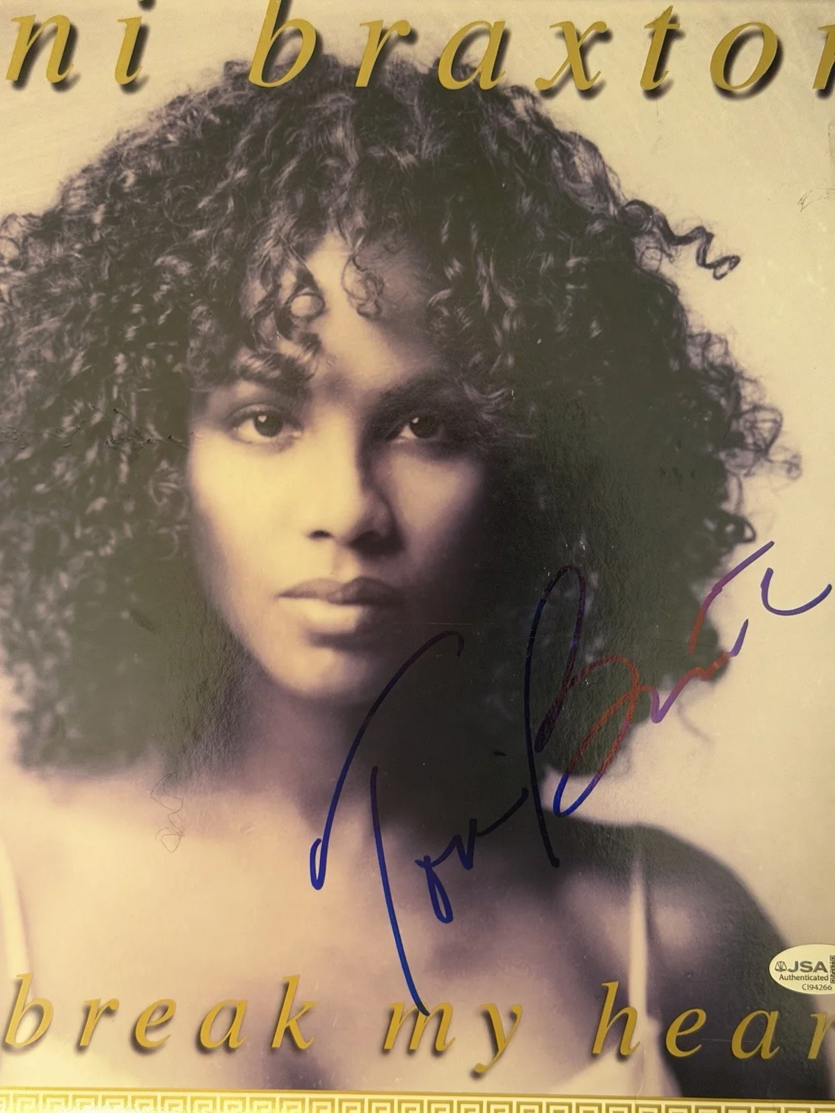 Toni Braxton Un-Break My Heart Signed VIYNL JSA COA RARE POP MUSIC SINGER, image 2