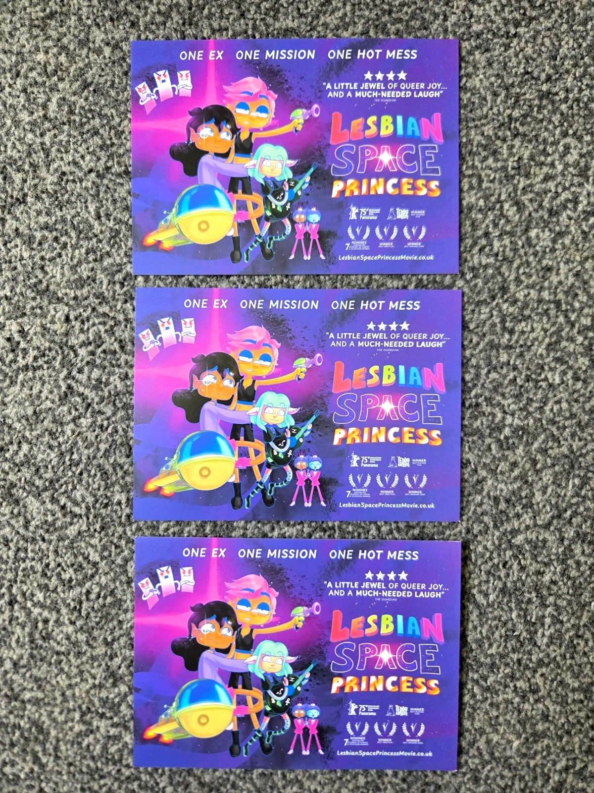 3 x Lesbian Space Princess movie promo postcards set, image 2
