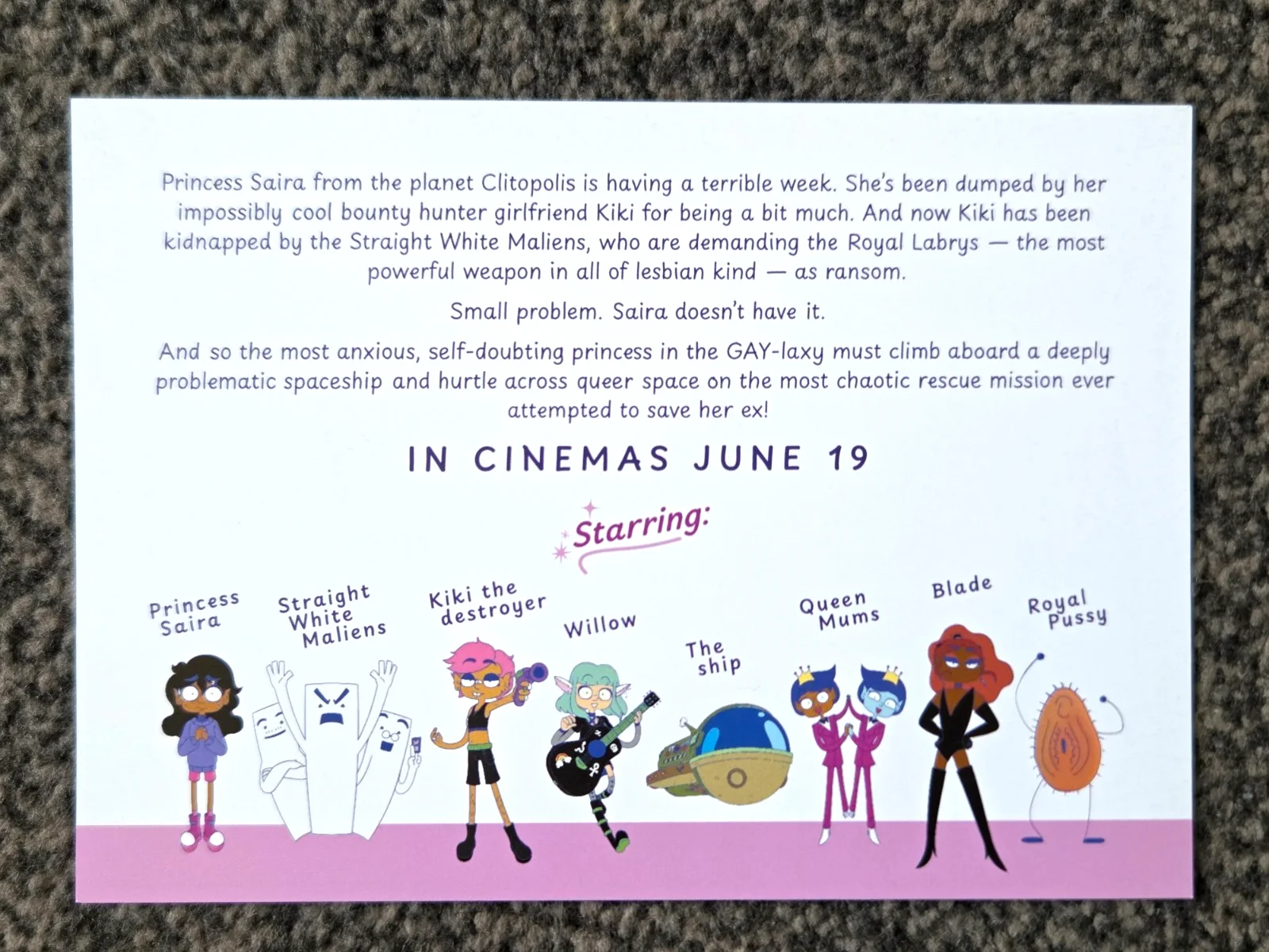 3 x Lesbian Space Princess movie promo postcards set, image 5