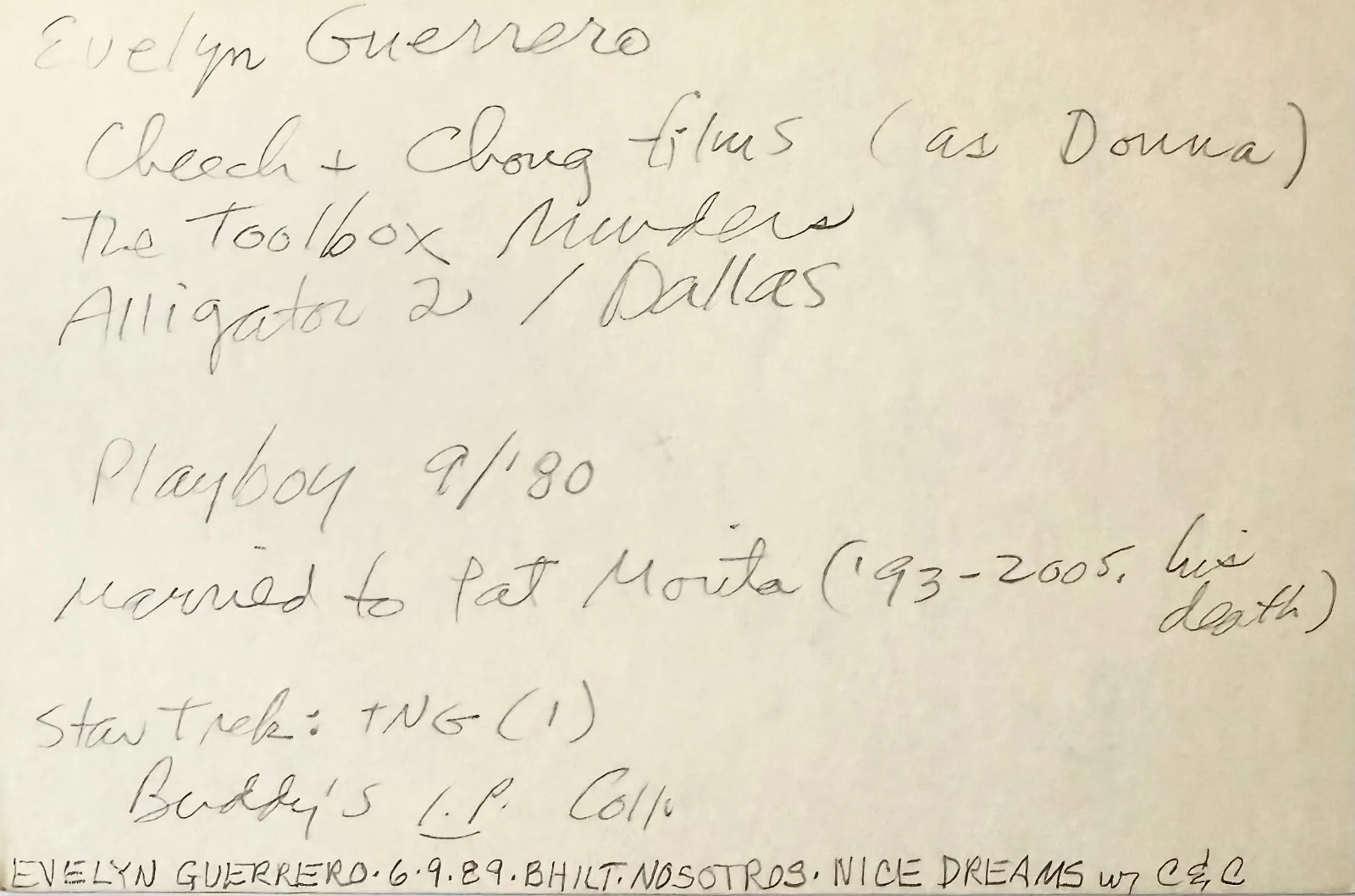 Evelyn Guerrero — EVELYN GUERRERO Signed Autographed 4x6 INDEX CARD STAR TREK: The Next Generation, изображение 2