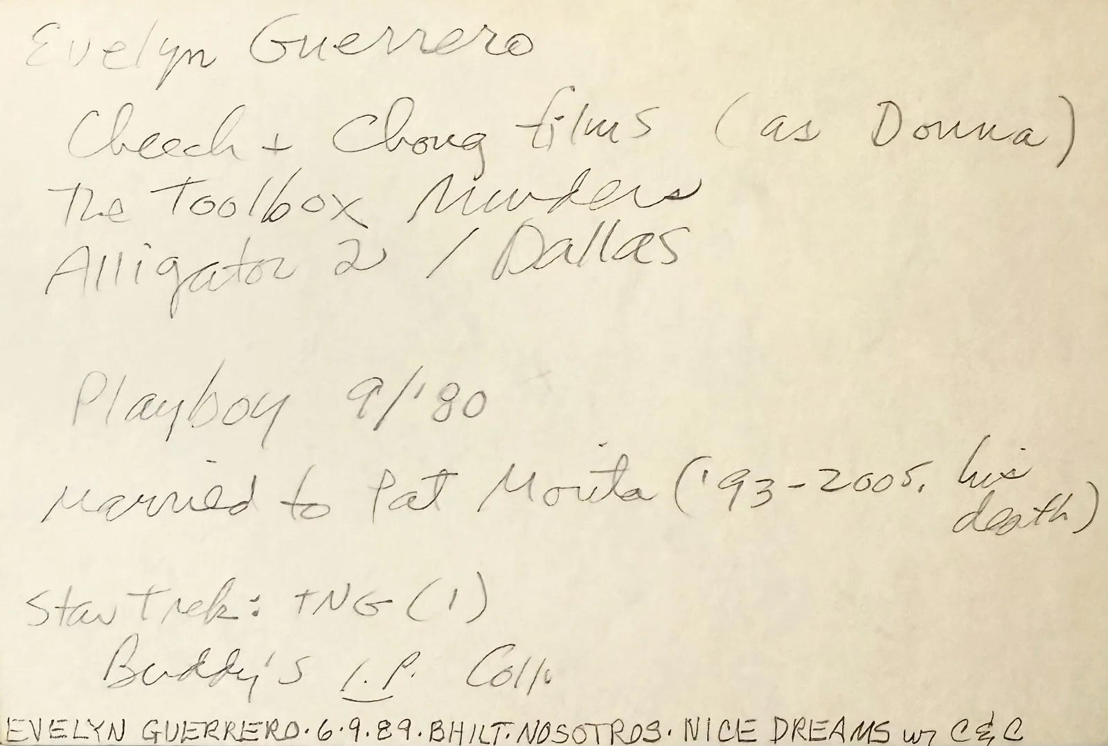 Evelyn Guerrero — EVELYN GUERRERO Signed Autographed 4x6 INDEX CARD STAR TREK: The Next Generation, изображение 4