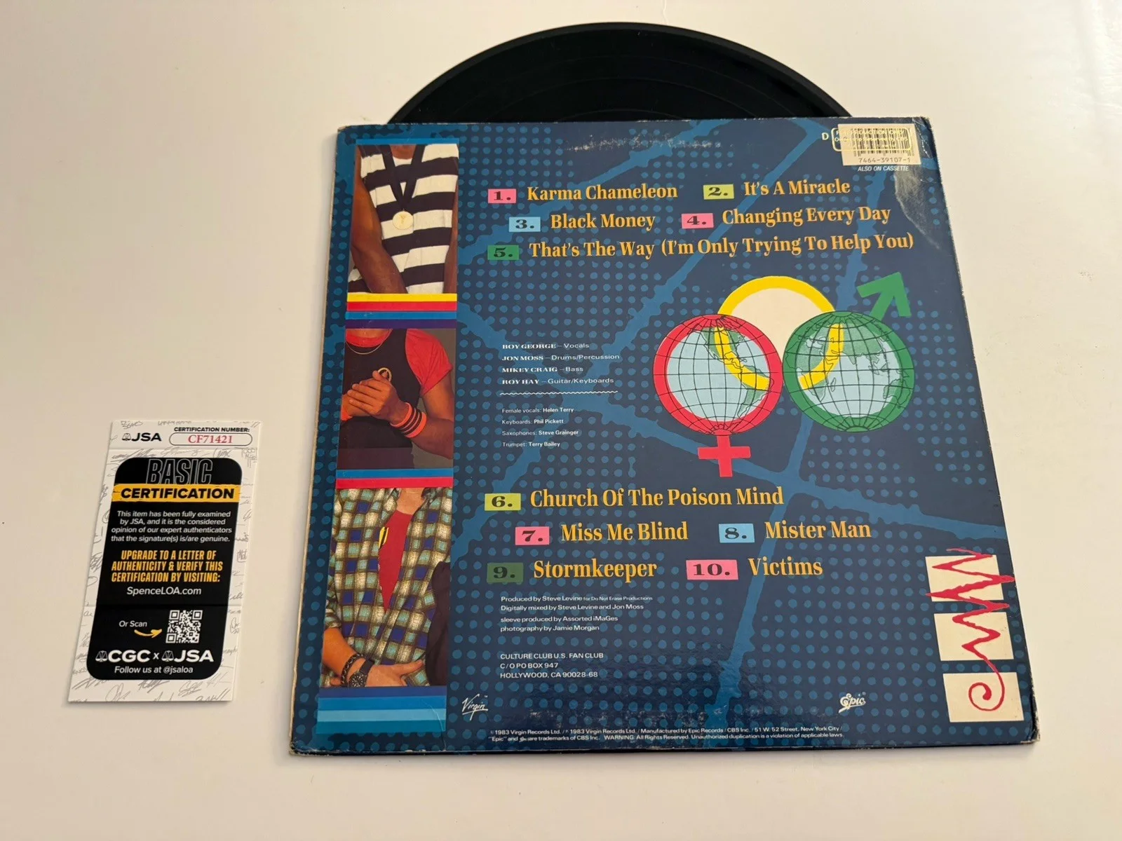 Boy George Culture Club Colour by Numbers Signed Vinyl JSA COA KARMA CHAMELEON, изображение 3
