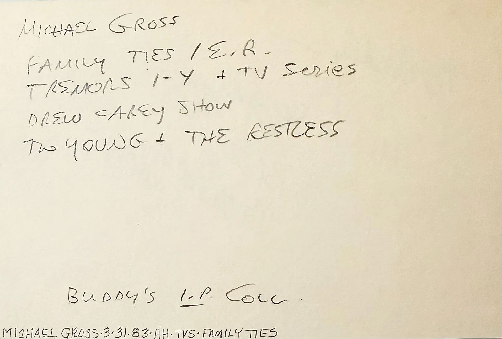 Michael Gross — MICHAEL GROSS Autograph Signed 4"x 6" INDEX CARD TREMORS 2: Aftershocks TREMORS, image 2