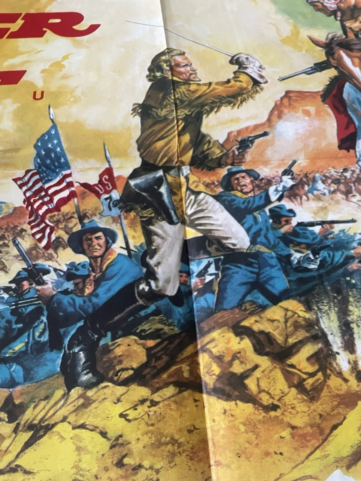 Custer Of The West Original 1967 Quad Uk Poster Robert Shaw, изображение 3