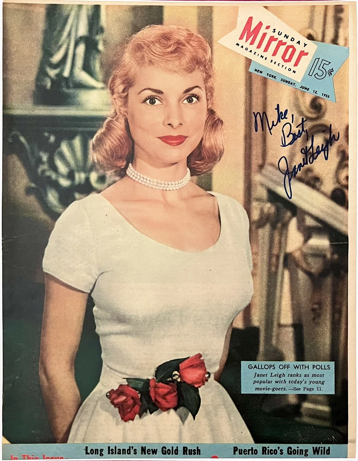 Janet Leigh — Janet Leigh Signed 11x14 Magazine Cover Photo PSYCHO Autographed JSA COA