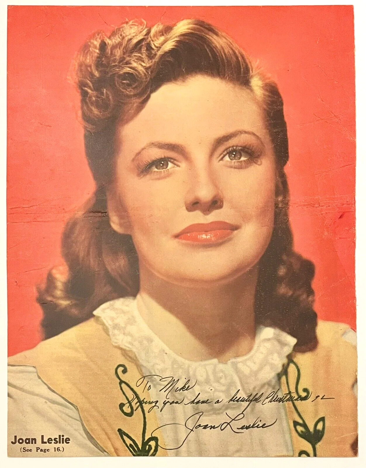 Joan Leslie — Joan Leslie Signed 9.5x12.5 Magazine Photo Autographed Sergeant York Actress