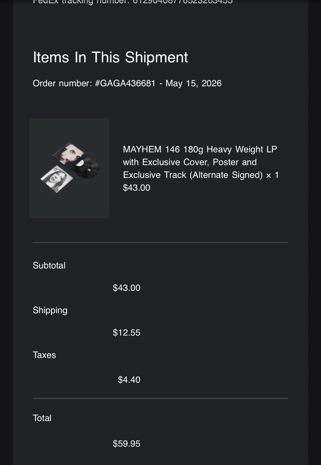 Lady Gaga Vinyl MAYHEM SIGNED Exclusive Cover, Poster & Exclusive Track SEALED, image 4