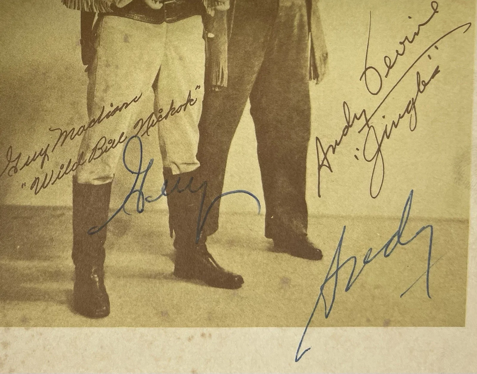 VINTAGE WILD BILL HICKOK AND JINGLE GUY MADISON AND ANDY LAVINE AUTOGRAPHED CARD, изображение 2