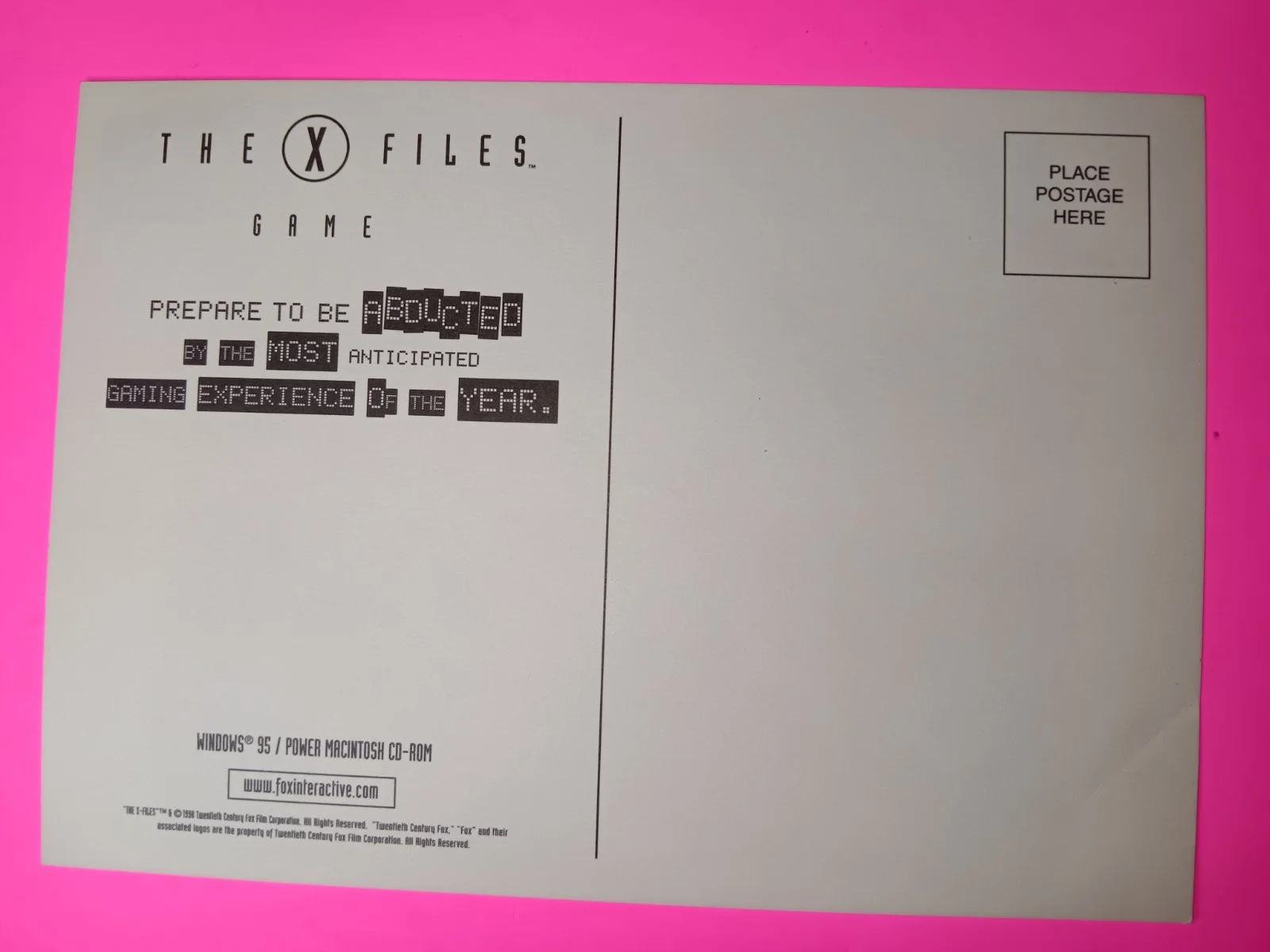 Gillian Anderson — Gillian Anderson Signed Post Card The X-Files Video Game Win 95 Autographed rare, image 2