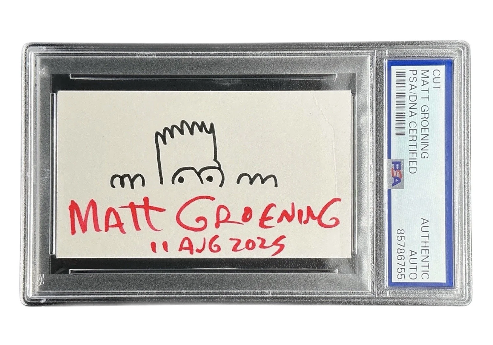Matt Groening — Matt Groening Signed & Bart Simpson Sketch The Simpsons Cut PSA Slab Encaps, image 2