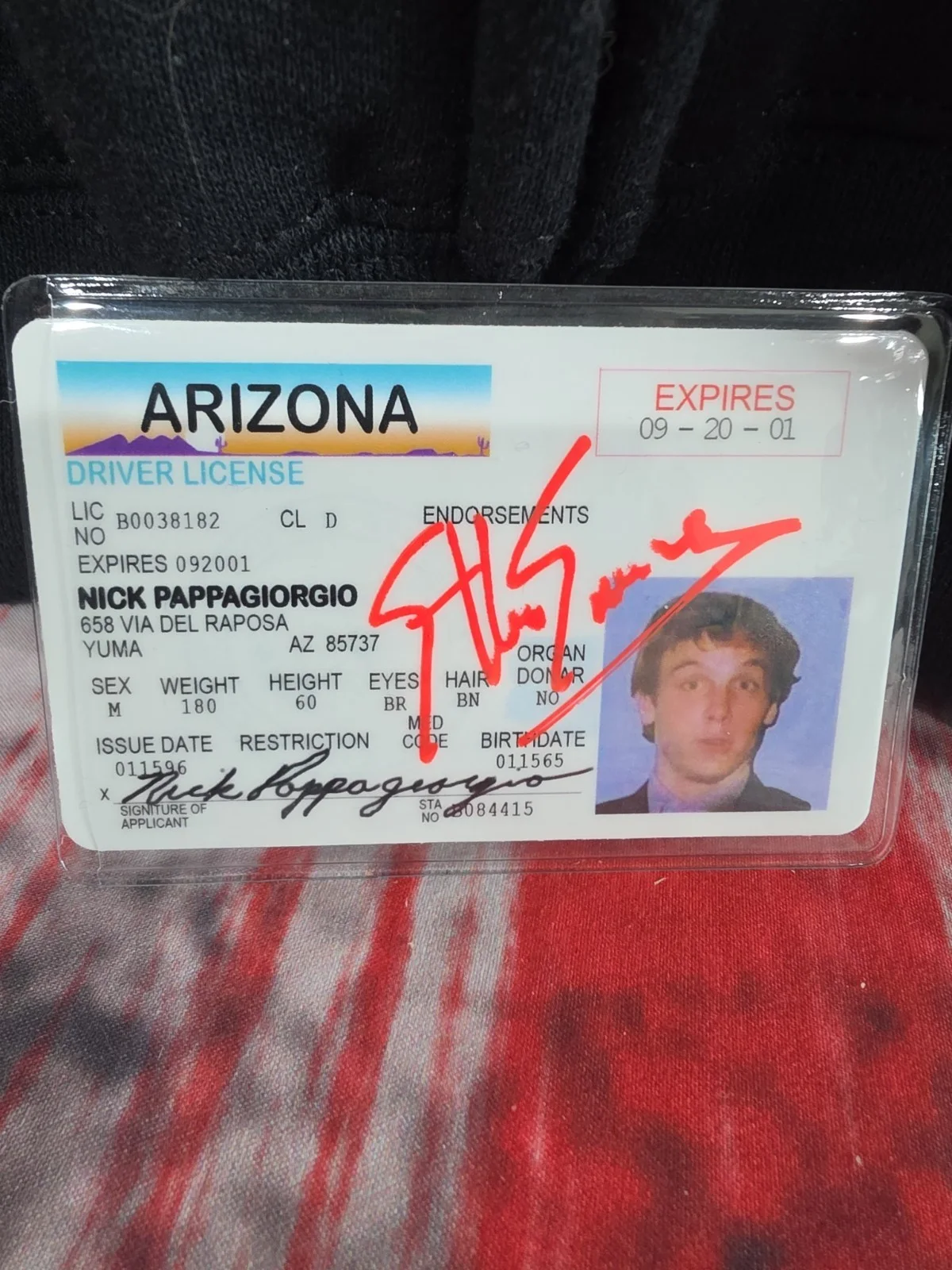 Ethan Embry — Ethan Embry Signed Vegas Vacation Nick Pappagiorgio Driver's License With HH COA
