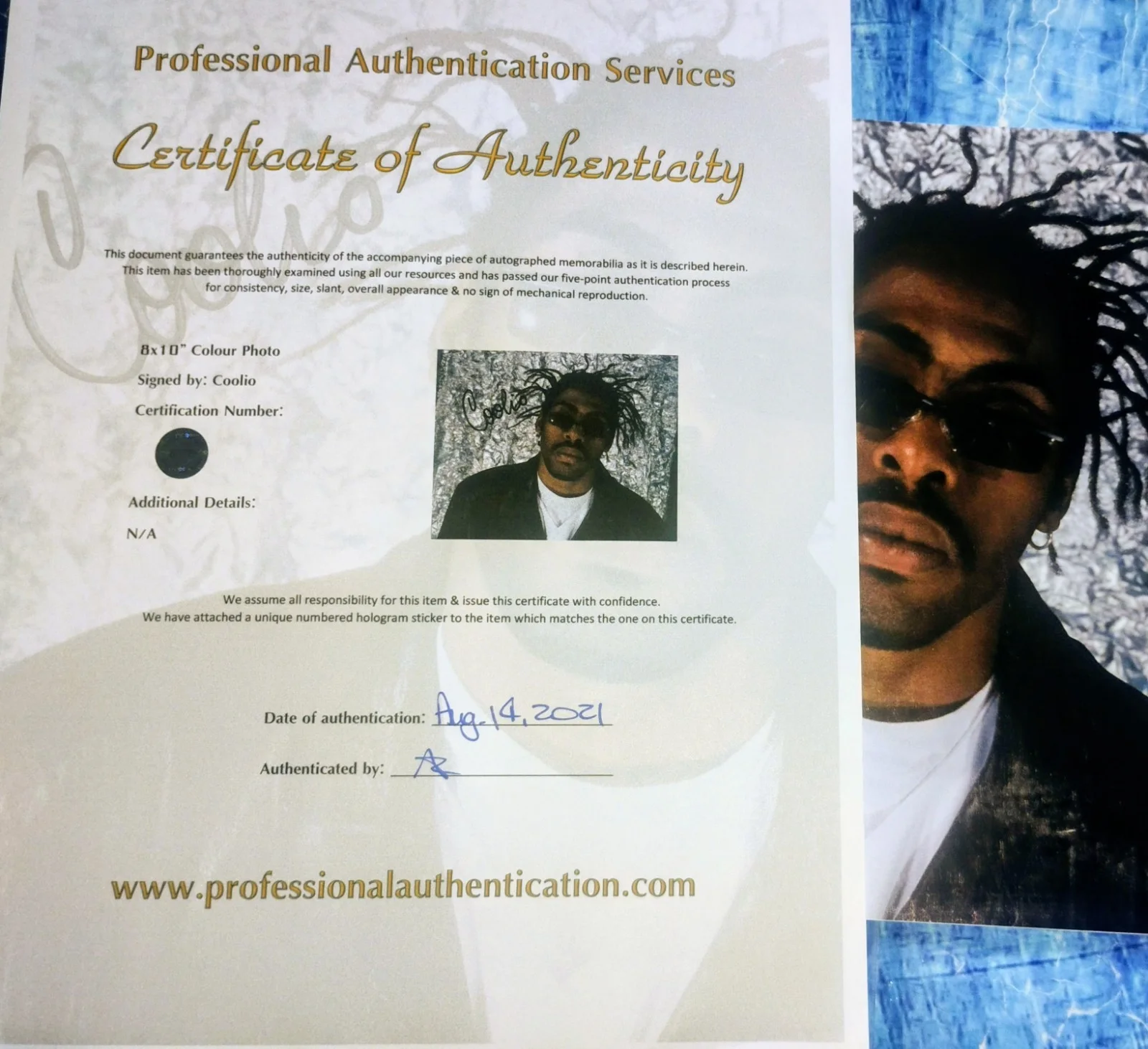 Coolio Hand Signed Autograph 8x10 Photo COA - NO US TARIFFS, image 4